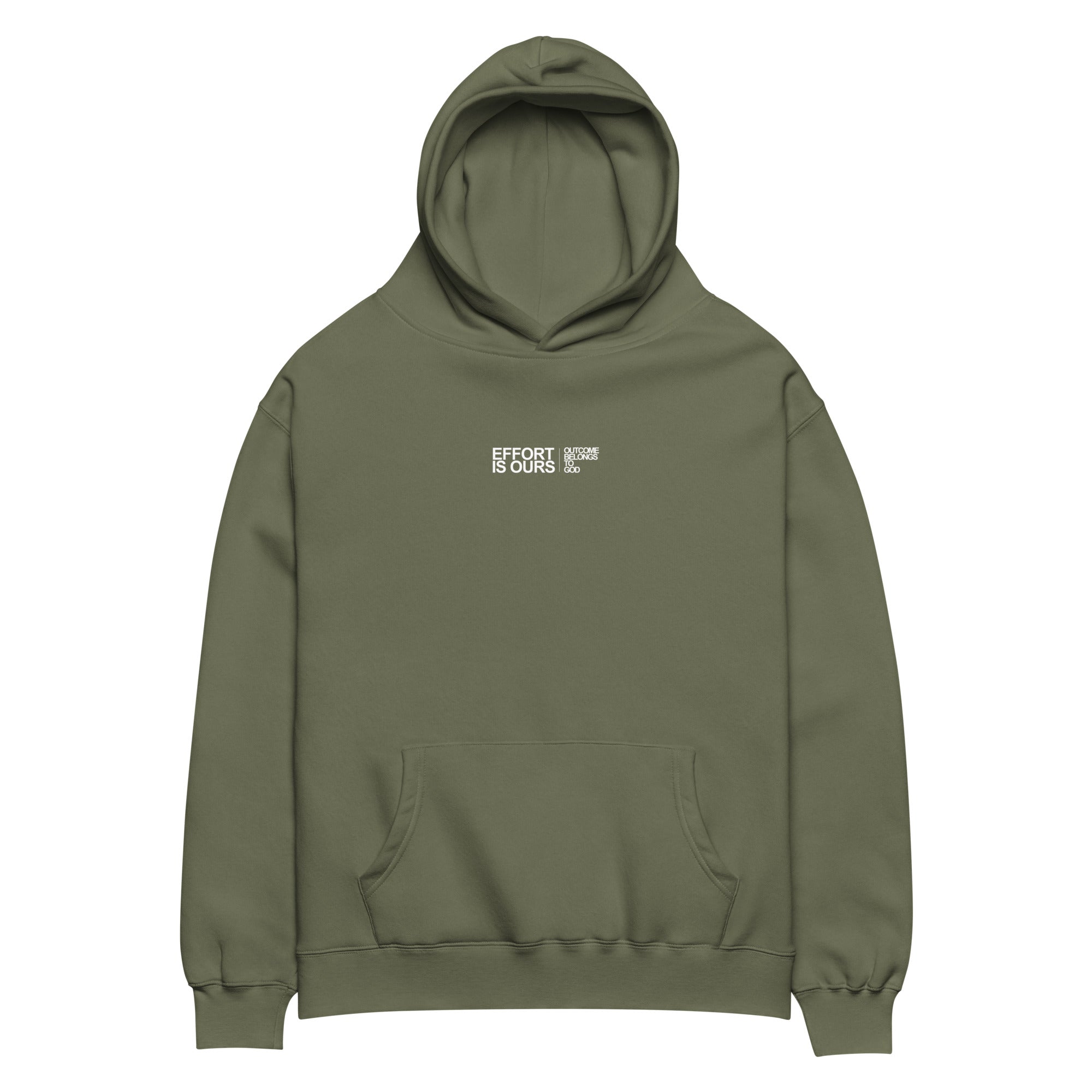 Black hoodie with white text on a white background