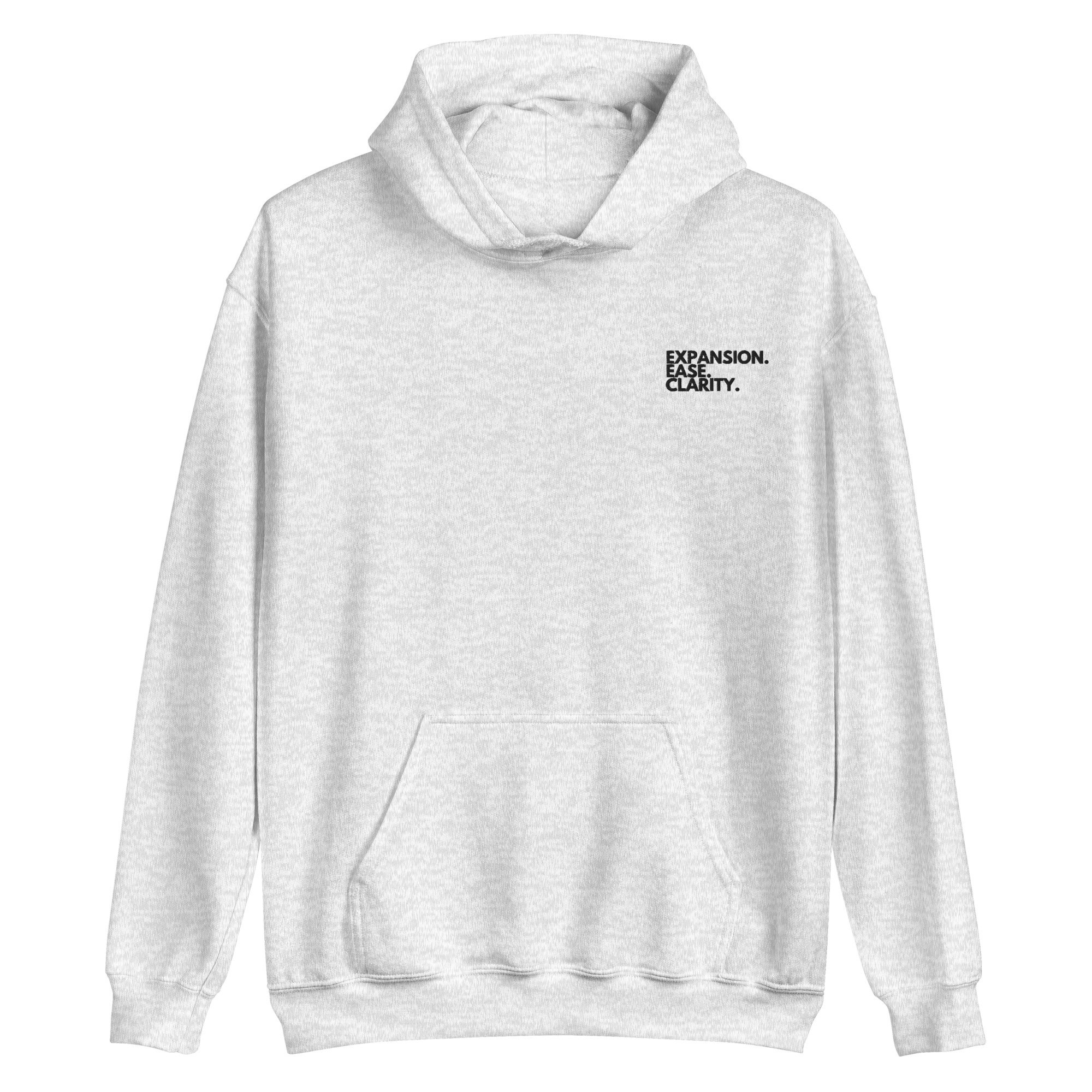 Ash Gray hoodie with text on a white background